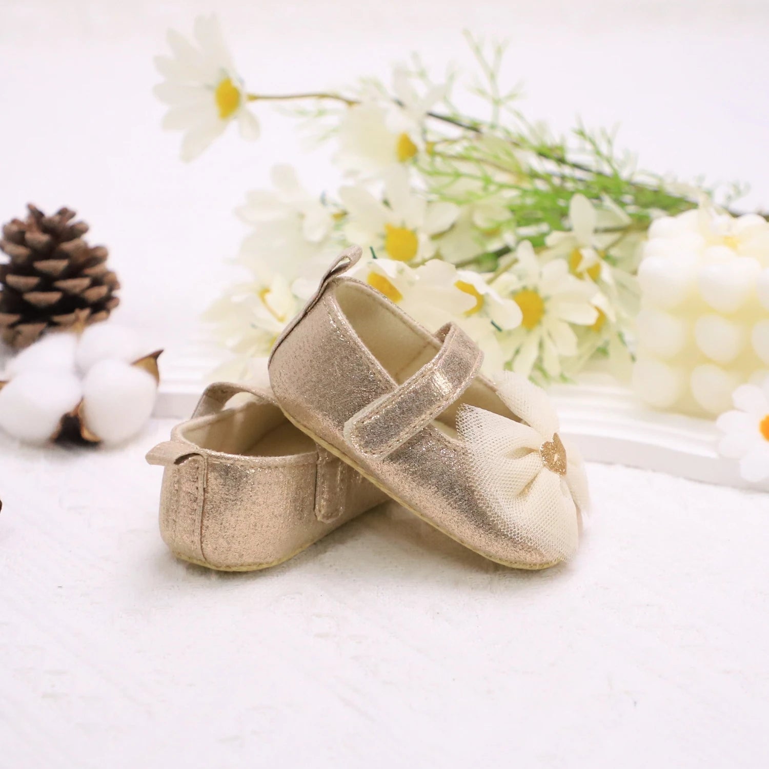 Baby First Walkers Breathable Non-Slip Toddler Shoes for Girls Princess Lace