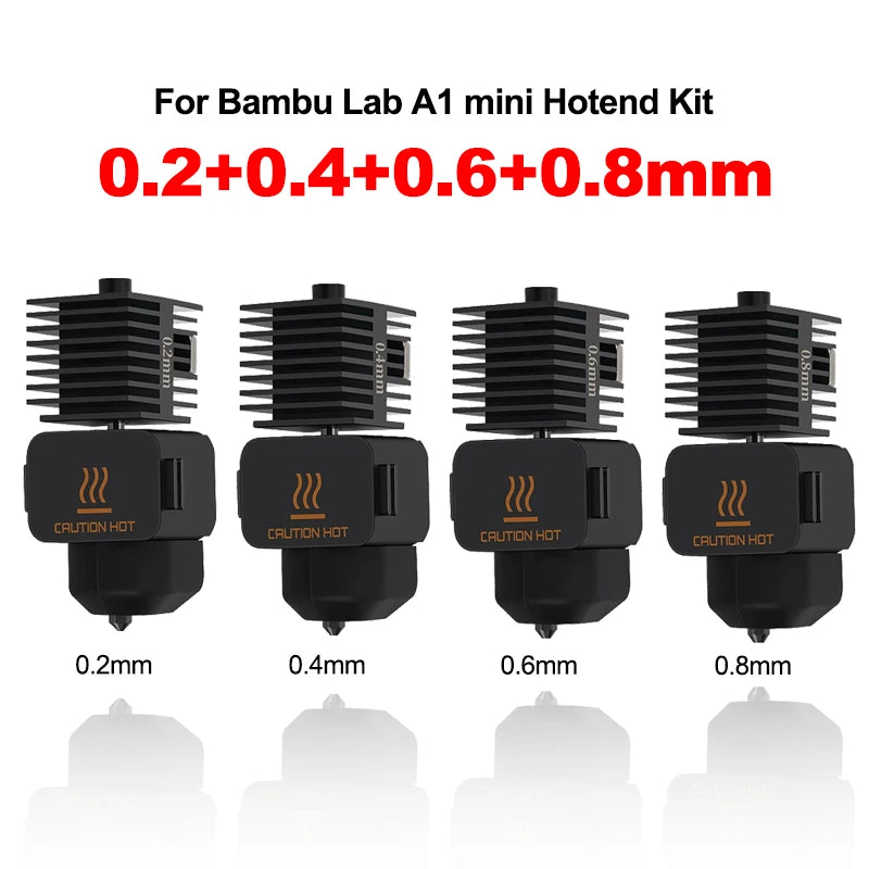 3D Printer Hotend Kit with 0.2, 0.4, 0.6, 0.8mm Nozzles and Silicone Brush — Assembly Replacement Parts