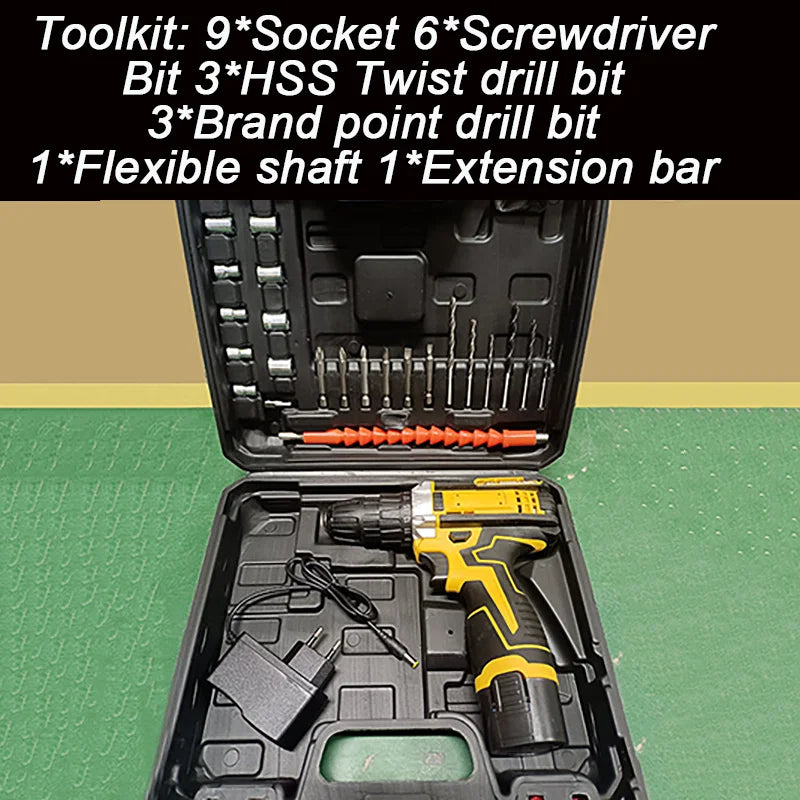 12V Cordless Lithium Drill & Screwdriver Kit with Accessory Case - Brushless Handheld Power Tool for Home DIY