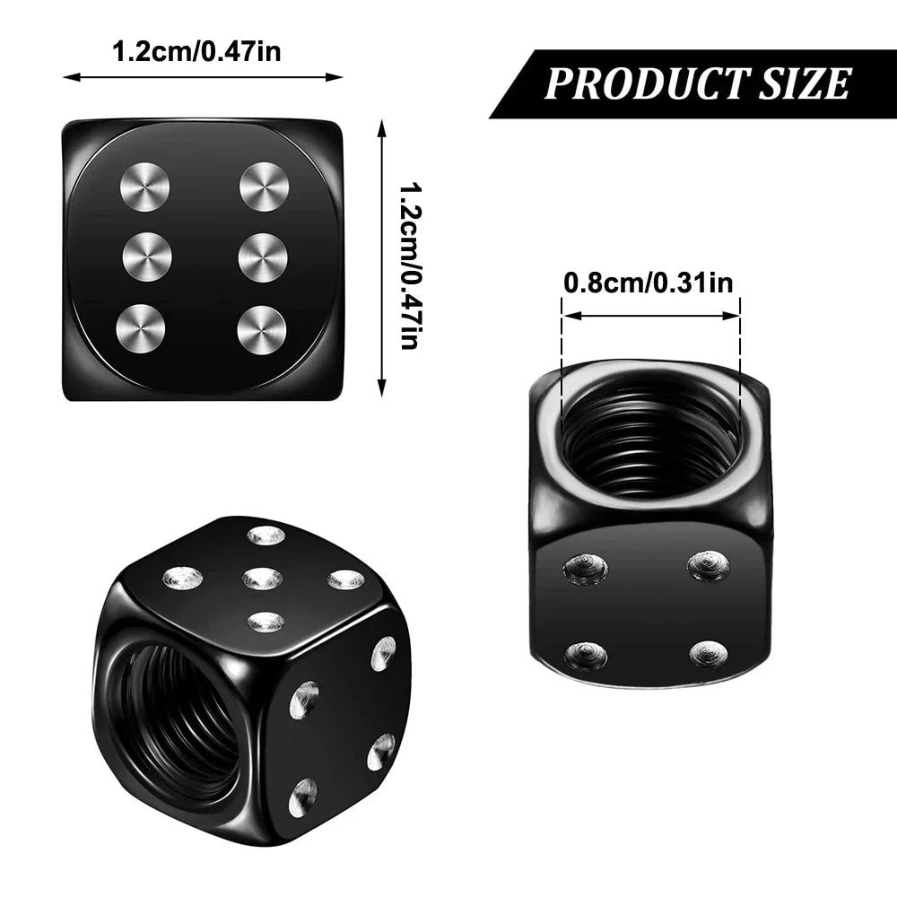 2/8-Pack Aluminum Dice Tire Valve Caps, Universal Wheel Stem Air Valve Covers for Car Truck Motorcycle Bike