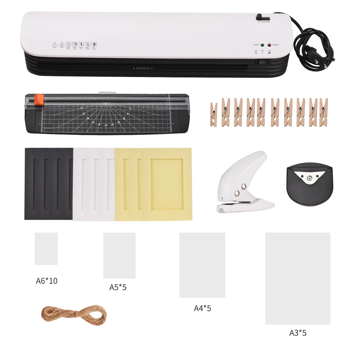 A3 Hot & Cold Laminator Machine – 2-Roller System with A3/A4/A5/A6 Pouches, Corner Rounder & Paper Cutter