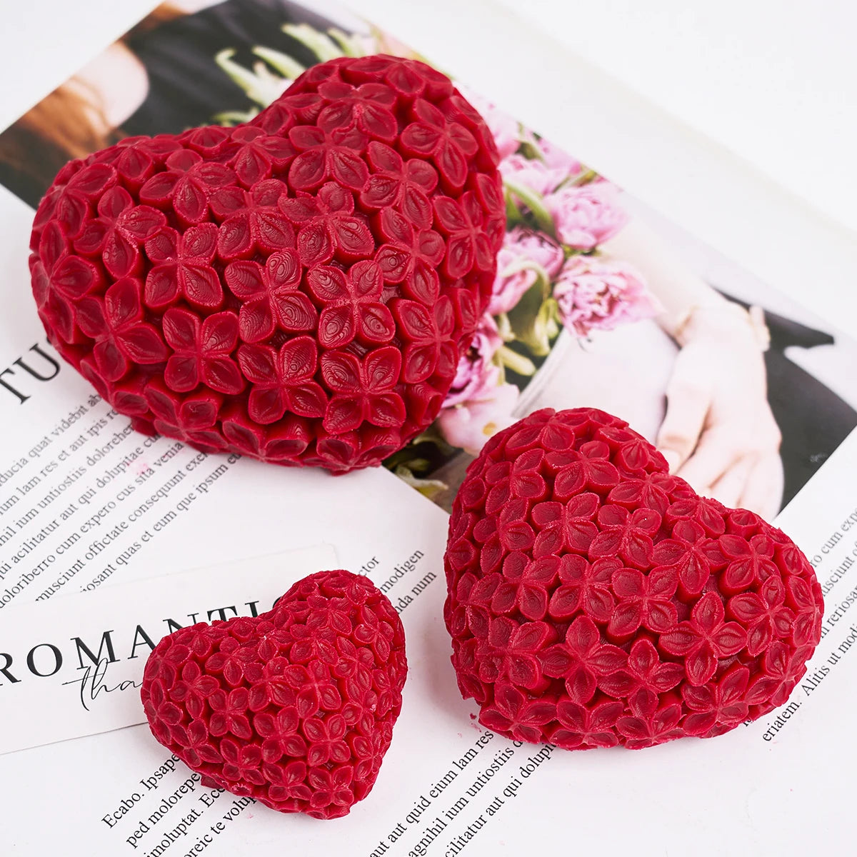 3D Love Flower Silicone Mold – Heart Candle, Soap, Resin & Chocolate DIY Kit for Valentine's Day