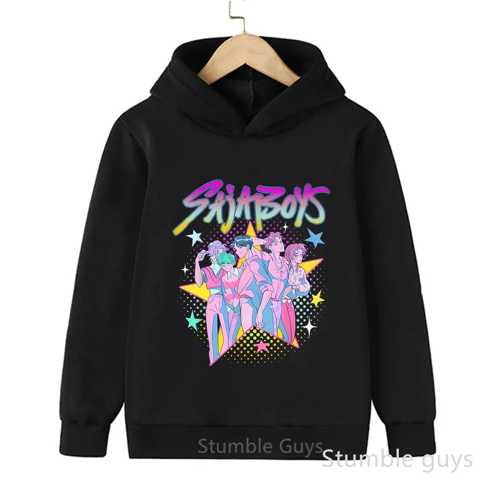 Kids Anime Demon Hunters Hoodie - K-Pop Style Warm Casual Sweatshirt for Boys & Girls