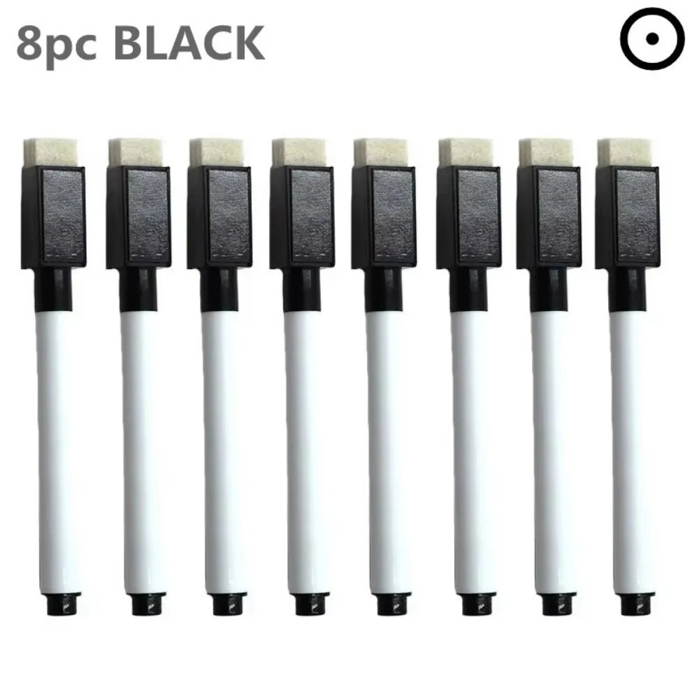8-Pack Erasable Whiteboard Markers with Eraser – Kid-Safe Dry Erase Pens for Kids, Home & School