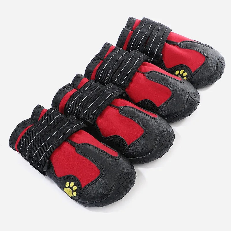 Waterproof Dog Boots 4-Pack – Warm Snow & Rain Booties for Medium/Large Dogs, Reflective Anti-Slip Pet Shoes