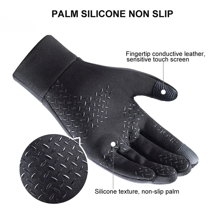 Touchscreen Winter Gloves for Men & Women — Fleece-Lined, Windproof & Water-Resistant Cycling Gloves