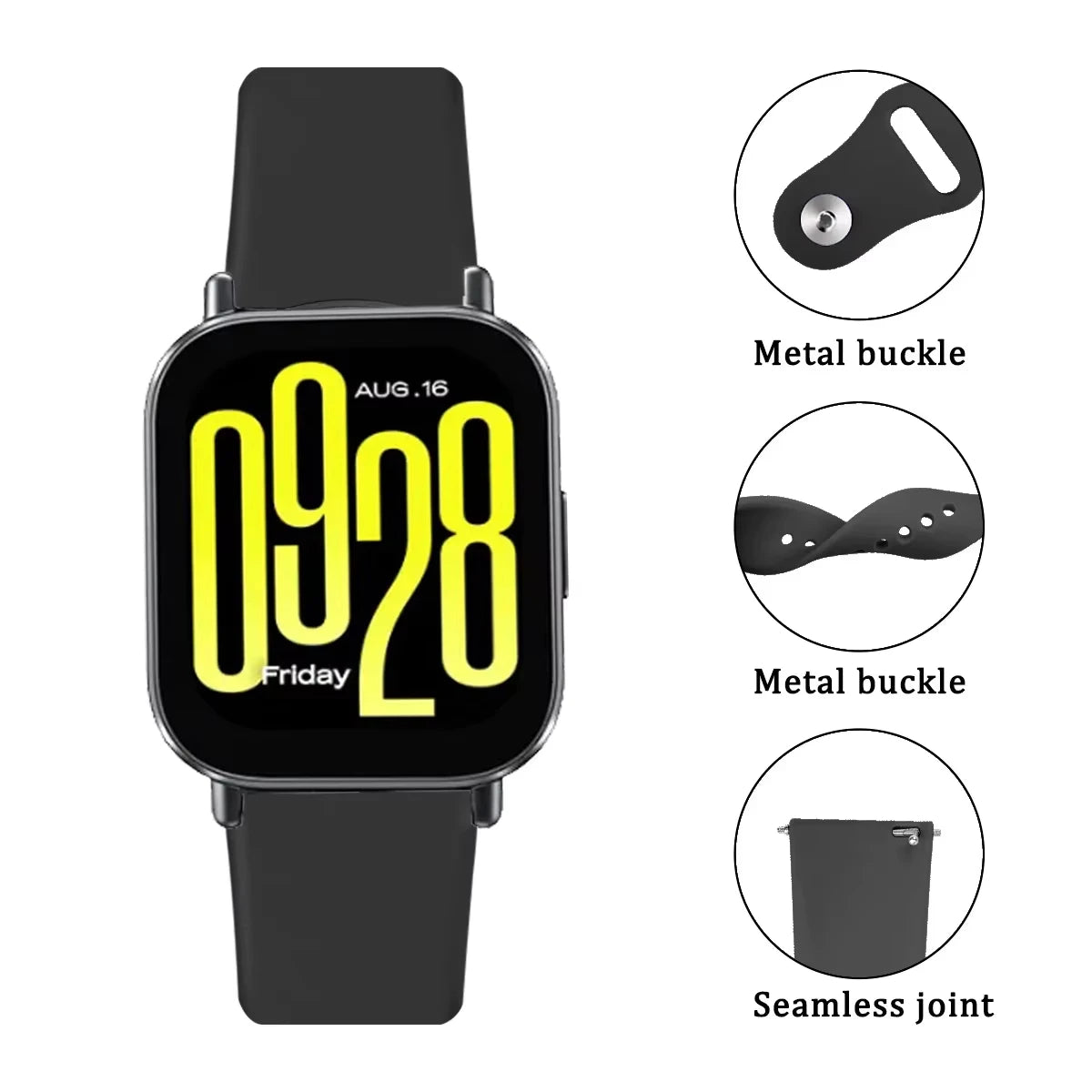 22mm Silicone Sport Watch Band – Replacement Breathable Smartwatch Strap, Unisex