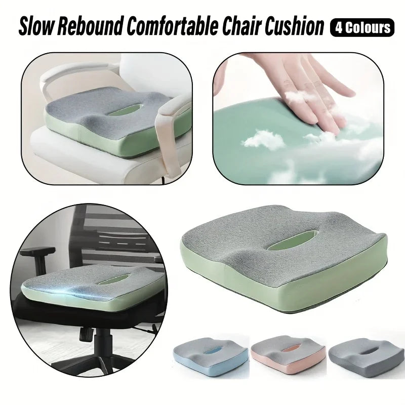 Ergonomic 3-Zone Memory Foam Seat Cushion with Lumbar Support - Breathable Posture Corrector for Office, Car & Wheelchair