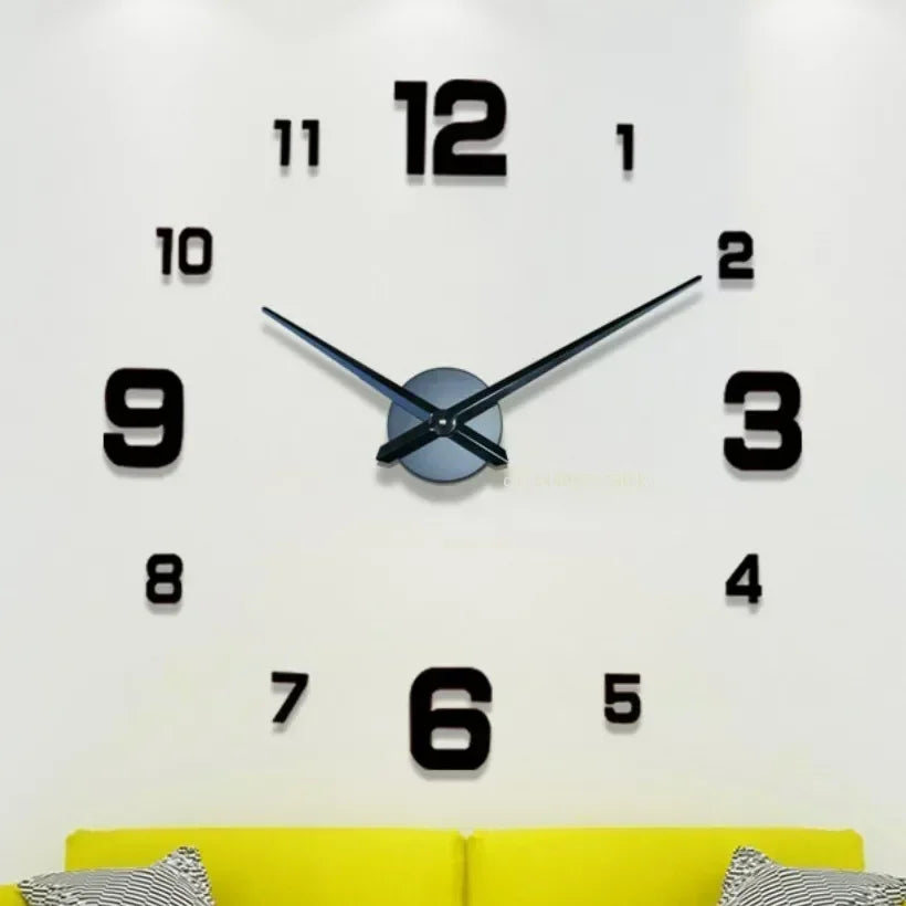 Acrylic Mirror Wall Clock Sticker — Modern Plant Pattern Wall Decor for Living Room & Bedroom