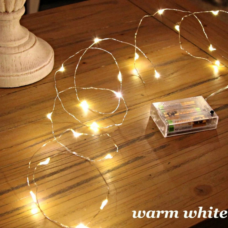Battery Operated LED Fairy Lights – Copper Wire String Lights for Bedroom, Christmas & Parties | 20–100 LEDs, 2–10 m (6.6–32.8 ft), AA Powered, Multicolor