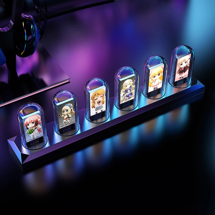 Glow Tube Clock 1.14-Inch (29 mm) IPS Display - RGB Smart App-Controlled Night Light & Ambient Table Lamp
