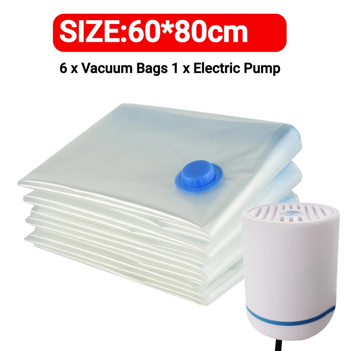 Reusable Vacuum Storage Bags — 7 Sizes, Space-Saving Clothes & Blanket Organizer (Works with Hand Pump or Vacuum Cleaner)