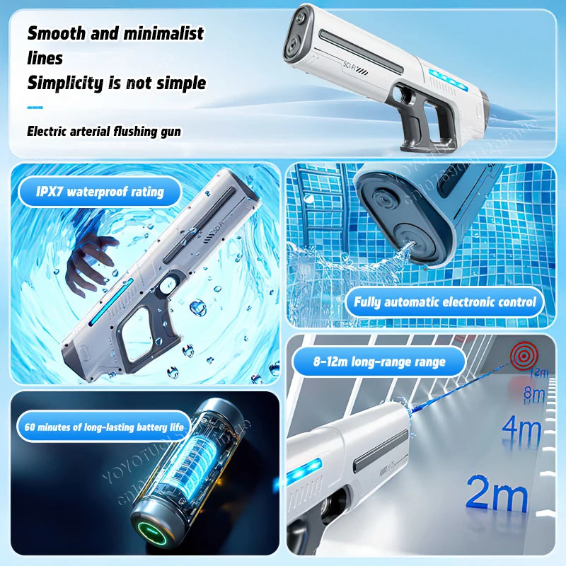 Automatic Electric Water Gun Large Capacity Water-Absorbing Toy for Kids Summer Outdoor Water Battle Gift