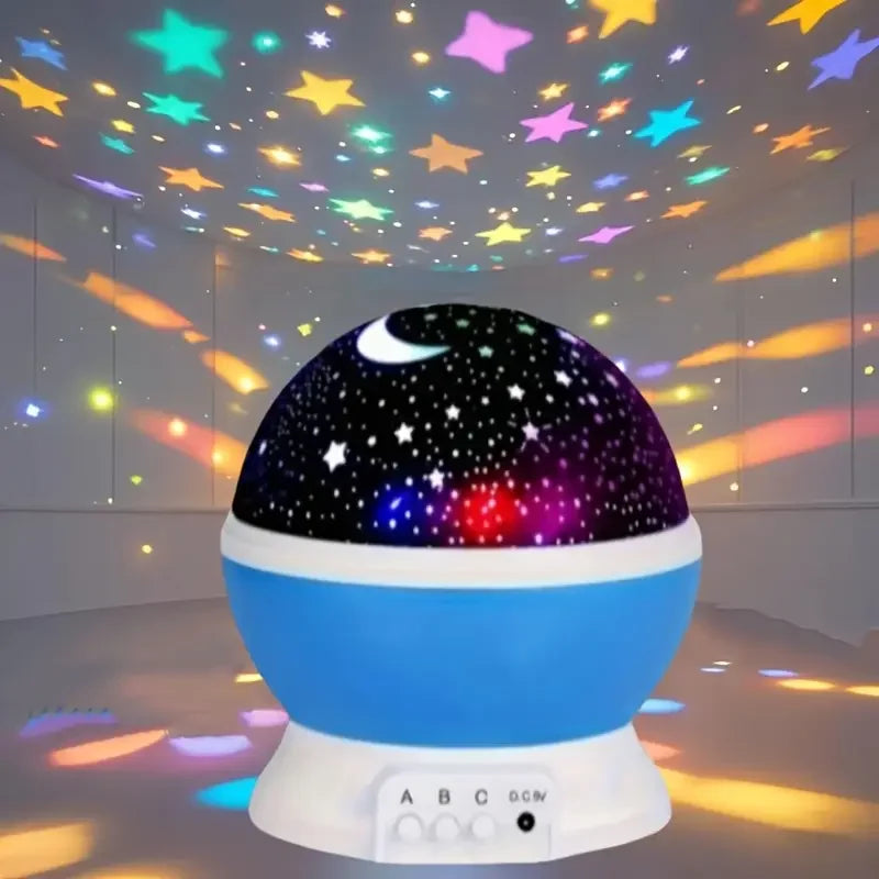 Rotating Galaxy Star Projector Night Light — USB or 3×AA Battery Powered LED Lamp for Bedroom, Parties, Weddings & Kids' Rooms