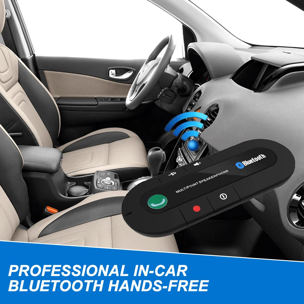 Bluetooth Car Speaker Handsfree Sun Visor Clip Wireless Speakerphone with Mic - Bluetooth 4.1, 2W, 20H Talk Time, USB Charging