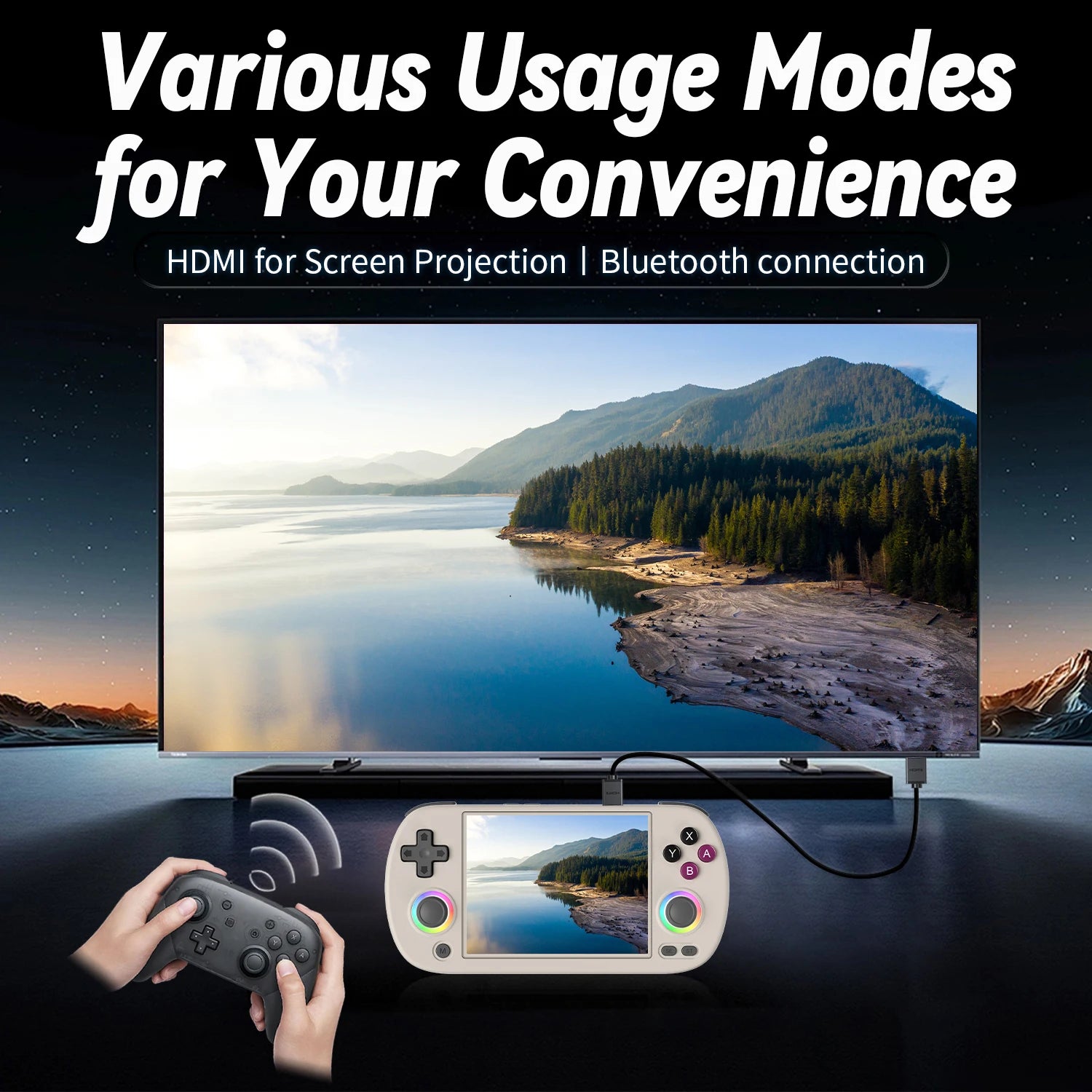 4.0-inch (10.2 cm) IPS Retro Handheld Game Console – Linux 64-bit, 64GB, 3200mAh Battery, 5000+ Games, HDMI & Bluetooth