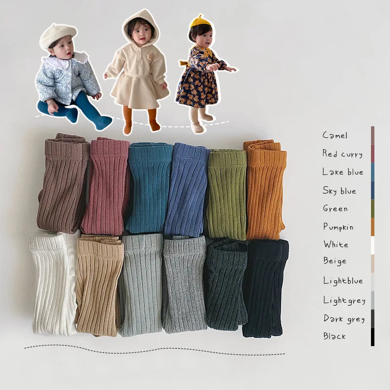 Baby Girl Cotton Tights - Knitted Infant & Toddler Pantyhose, Soft Stockings for Newborns & Kids