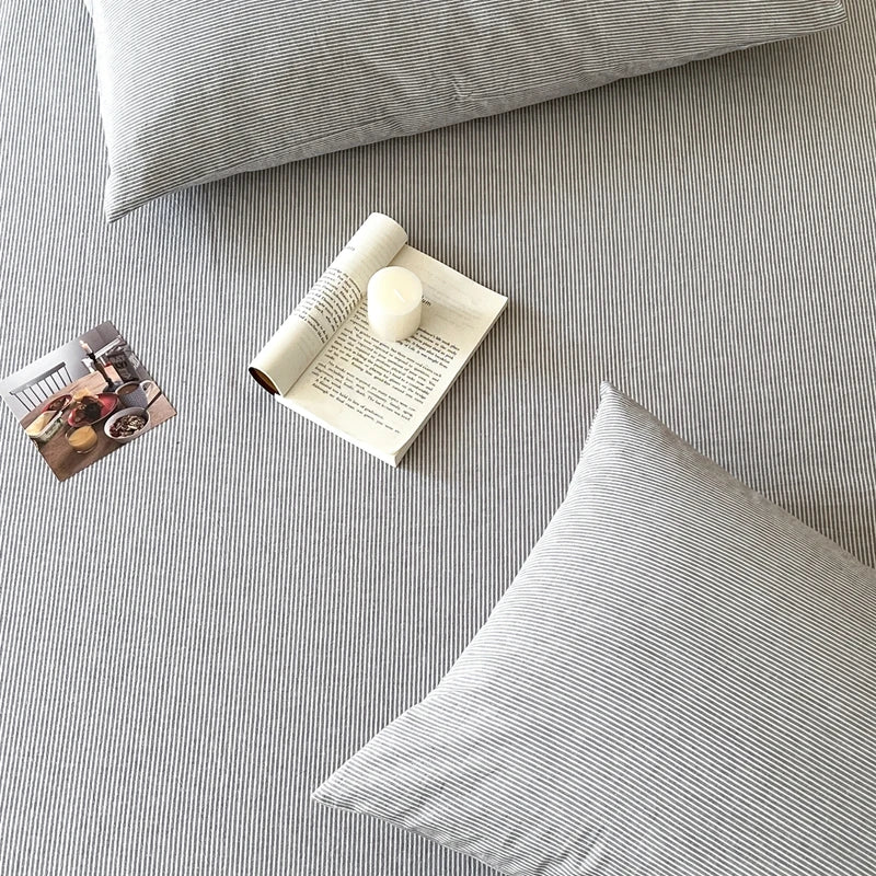 2-Pack 100% Cotton Pillowcases 48 x 74 cm (18.9 x 29.1 in) - Striped Pillow Covers, Skin-Friendly