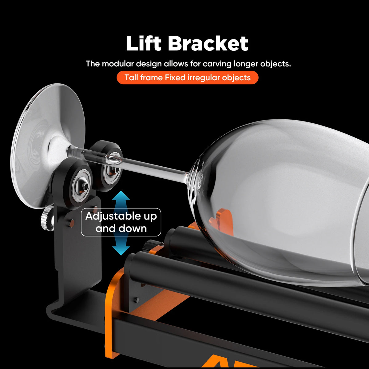 Y-Axis Height Adjustable Rotary Bracket for Laser Engravers - Rotary Shaft for Long Cylindrical Engraving