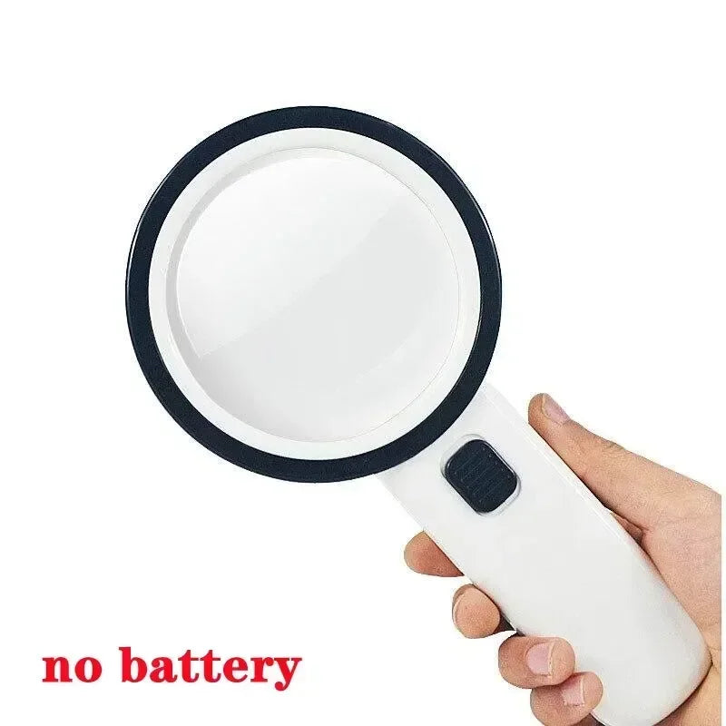30X Handheld Magnifier with 12 LED Lights, Portable Loupe for Reading, Jewelry & Watch Repair