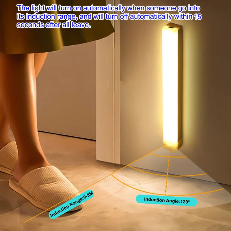 USB Rechargeable Motion Sensor LED Bar Light – Wireless Magnetic Cabinet Night Light, 10/20/30/50 cm (3.9/7.9/11.8/19.7 in), 3-Color
