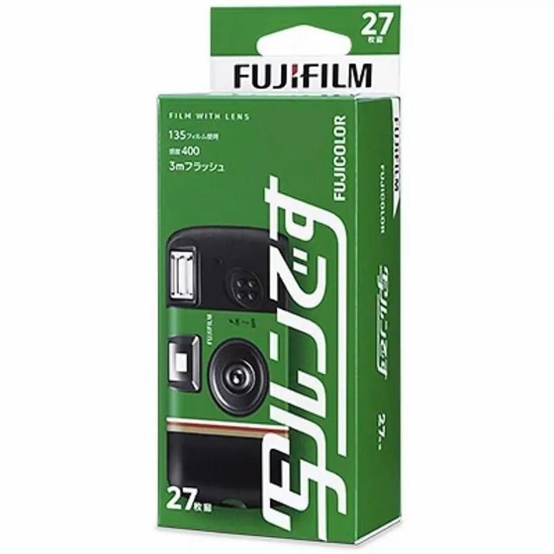 Single-Use Disposable Film Camera with Built-In Flash — 27 Exposures, ISO 400, 32mm Lens