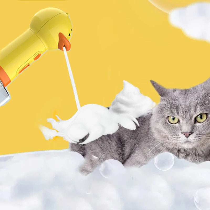 Yellow Duck Pet Foam Soap Dispenser – USB Rechargeable Automatic Foaming Dog Bath Sprayer
