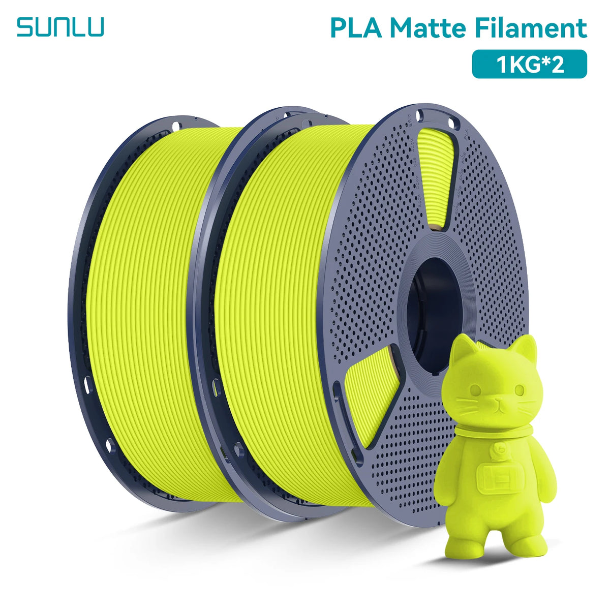 PLA Matte Filament 1.75mm 1kg Spool (2.2 lb) 2-Pack, Matte Finish Neatly Wound for FDM 3D Printers