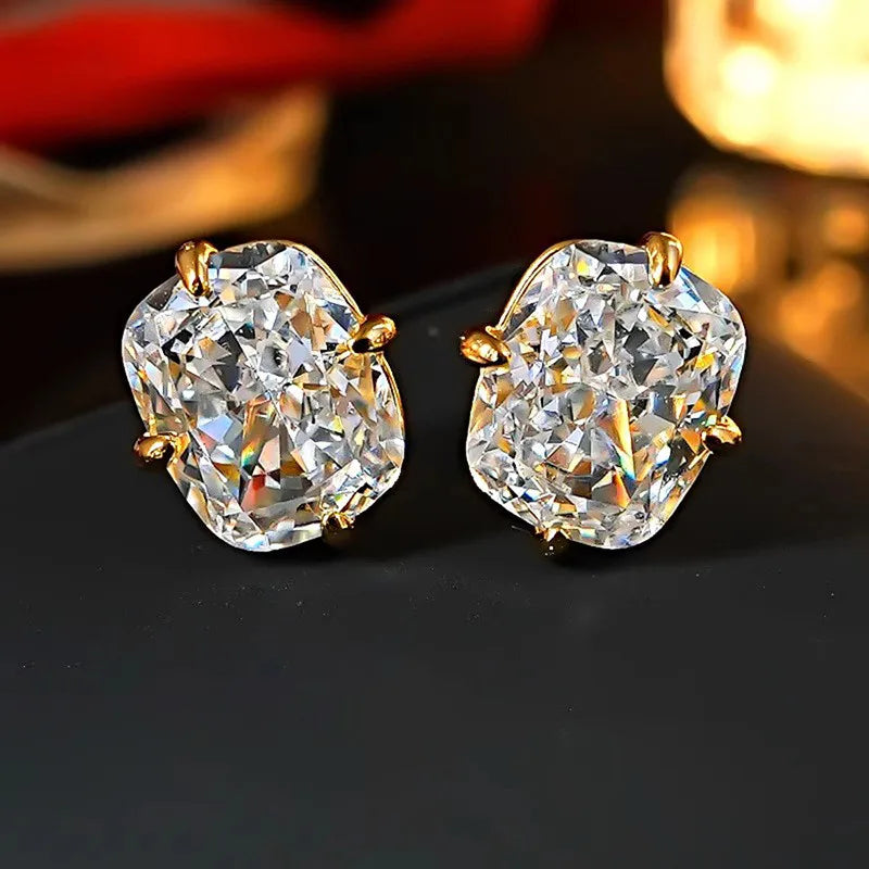 925 Sterling Silver Cubic Zirconia Stud Earrings for Women 4-Prong Claw Setting Wedding Gift