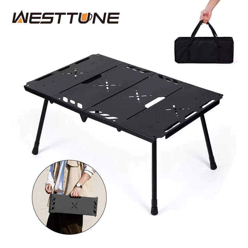Folding Aluminum Camping Table 72 x 47 cm (28.3 x 18.5 in) Adjustable Height 34/54 cm (13.4/21.3 in) Portable Picnic BBQ Table