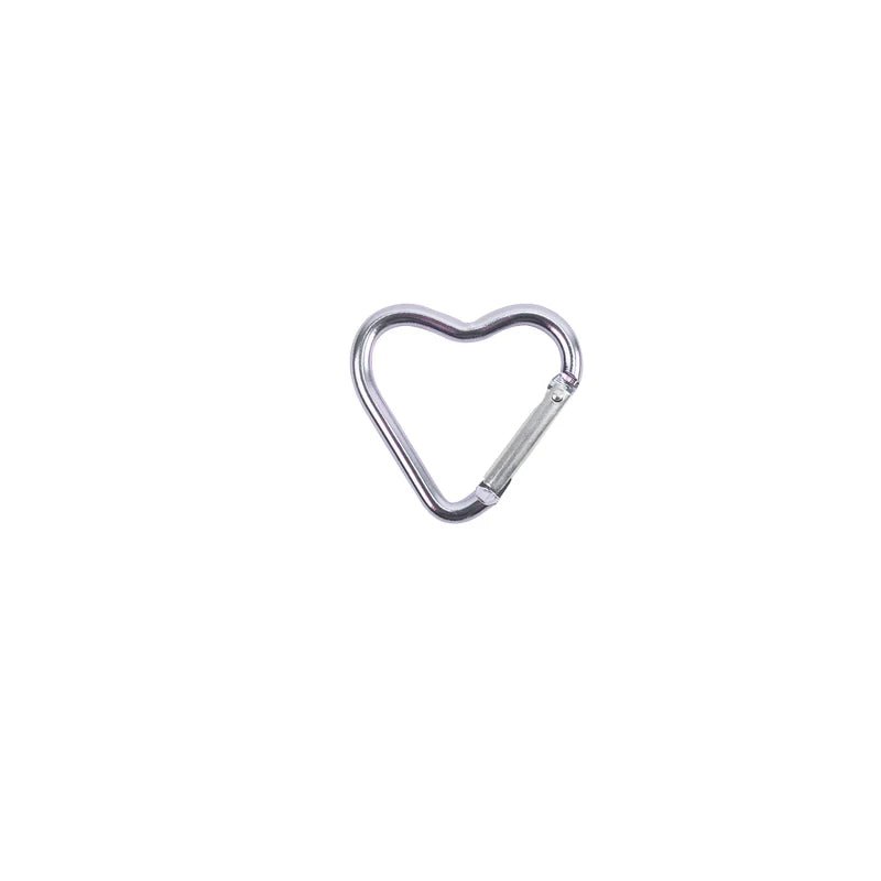 Heart-Shaped Aluminum Carabiner Keychain Clip for Keys, Water Bottles & Bags - Travel Hanging Hook