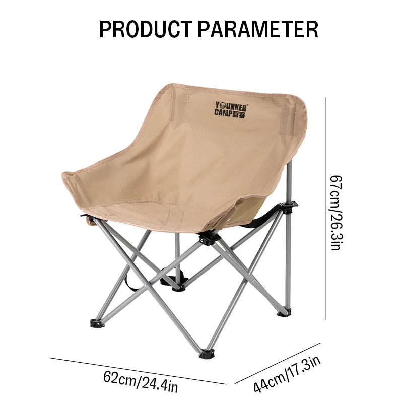Portable Folding Moon Chair – Camping, Picnic & Fishing Stool | 120kg Capacity, 600D Oxford