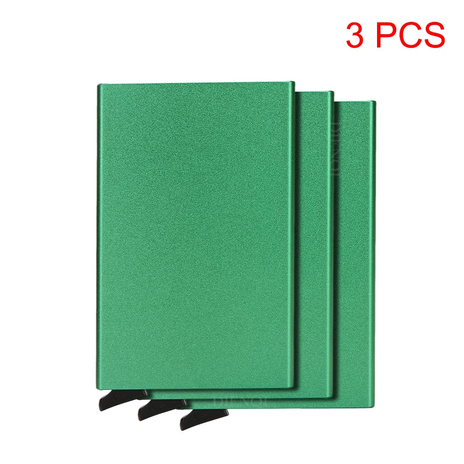 RFID Metal Pop-Up Card Holder Wallet – Slim Minimalist Small Black Unisex