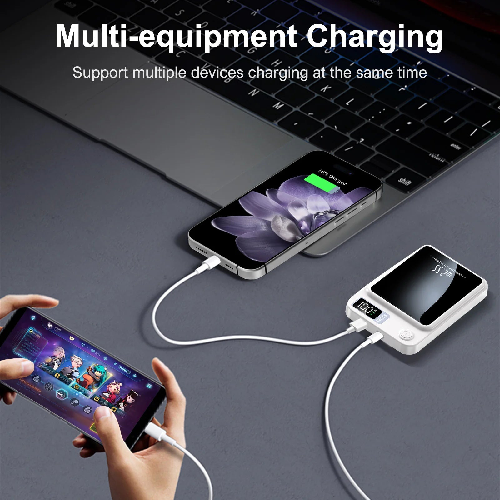 10000mAh Magnetic Wireless Power Bank 22.5W PD Fast Charger MagSafe‑Compatible Portable Battery Pack for iPhone & AirPods