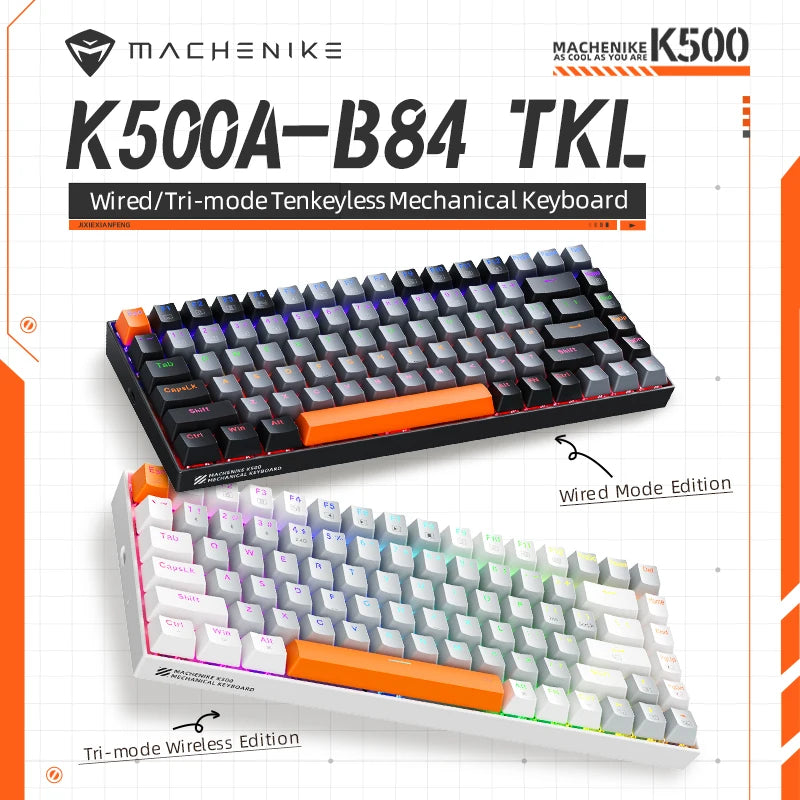 75% TKL 84-Key Hot-Swappable Mechanical Gaming Keyboard — Wired USB-C, Doubleshot PBT Keycaps, 6-Color Backlight