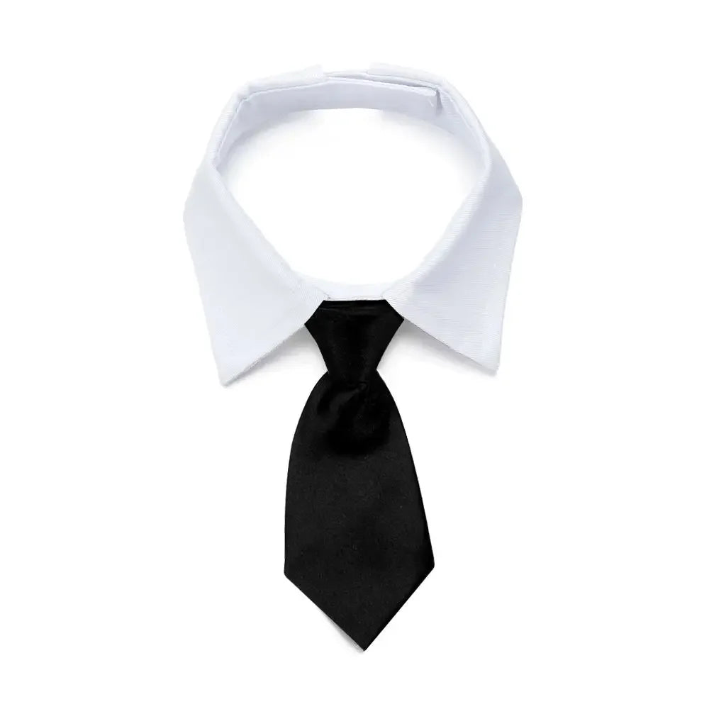 Adjustable Pet Necktie Bow Tie Collar - Formal Tuxedo Accessory for Dogs & Cats, Black & Red, Small & Large (9–14 in | 24–36 cm)