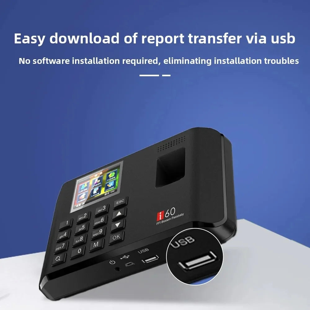 Biometric Fingerprint Time Attendance Machine - Multi-Function Employee Clock In/Out System for Office & HR