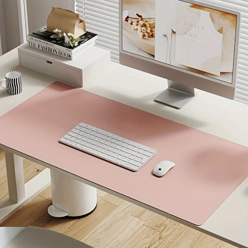 Large Waterproof Faux Leather Desk Mat - Non-Slip Mouse Pad & Keyboard Protector