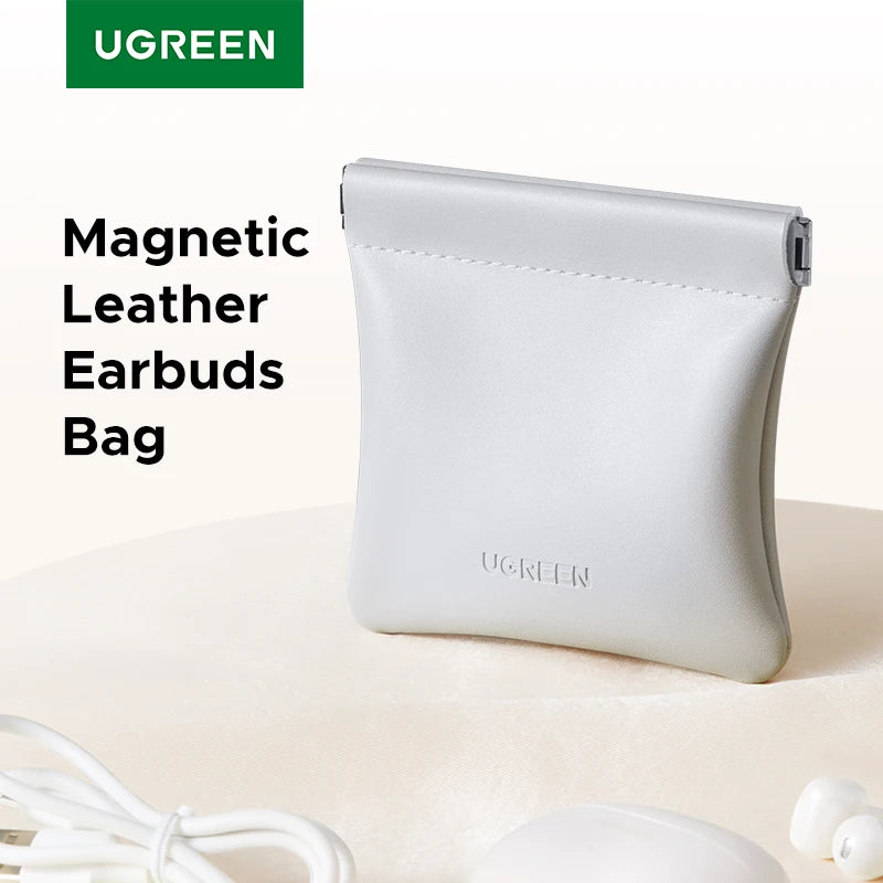 Magnetic Leather Earphone Case – Protective Storage Pouch for Wireless Earbuds, Open-Ear Clip & In-Ear Headphones