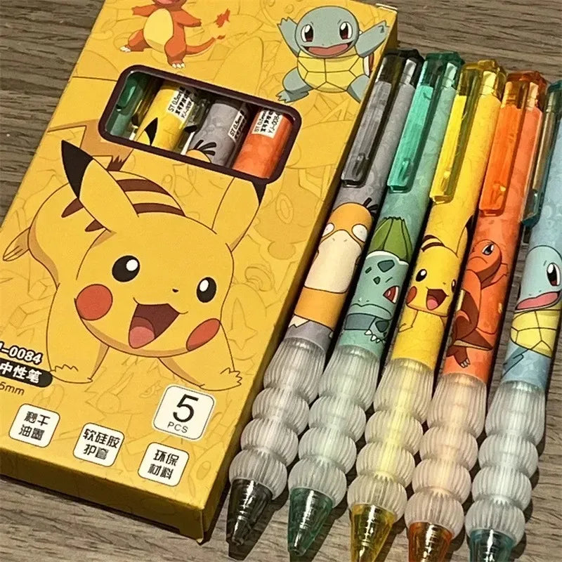 5-Pack Pokemon Gel Pen Set - Pikachu, Squirtle & Charmander Press Gel Pens for School, Office & Gifts