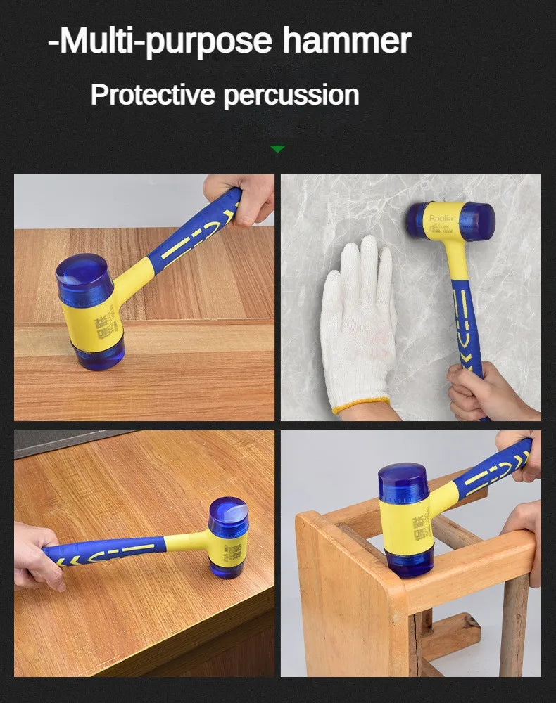 Double-Head Rubber Installation Hammer 25–45mm (1.0–1.8 in) – Replaceable Heads, Insulated Non-Slip Rubber Handle