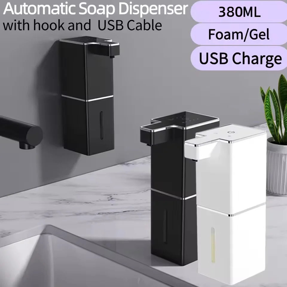 Wall-Mounted Touchless Automatic Soap Dispenser — 380ml (12.8 fl oz) Rechargeable Infrared Foam & Liquid Dispenser for Kitchen & Bathroom