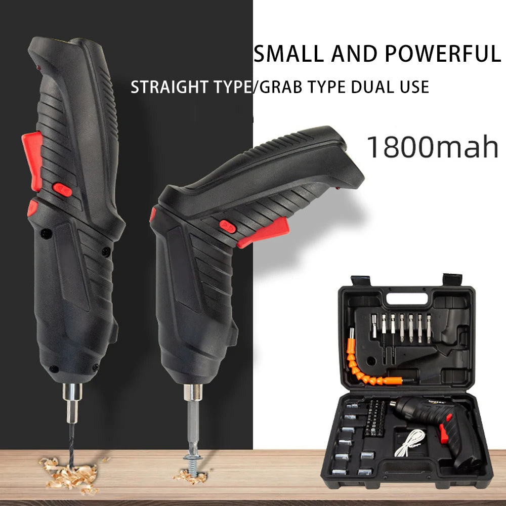 47-Piece 3.6V Cordless Electric Screwdriver Kit, 1800mAh Rechargeable Mini Drill for Home DIY & Furniture Installation