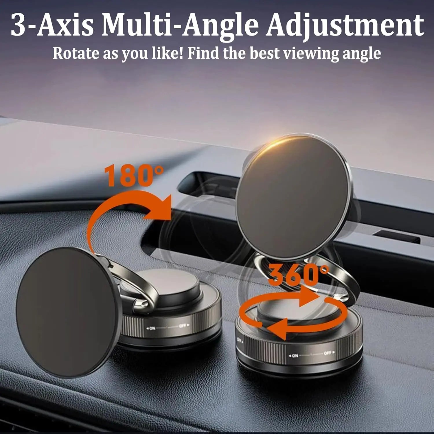 360° Magnetic Car Phone Holder – Strong Vacuum Suction Cup, Foldable Portable Phone Mount for iPhone & Android