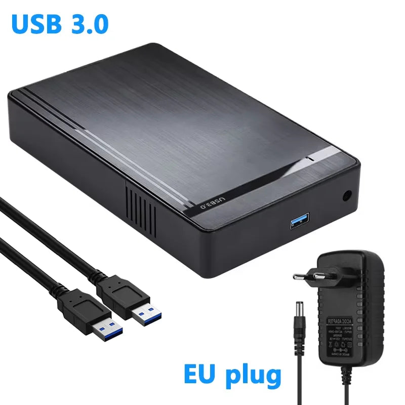 USB 3.0 to SATA External Hard Drive Enclosure – Supports 2.5-inch & 3.5-inch HDD/SSD, Up to 10TB, 5Gbps (Includes 12V Adapter)