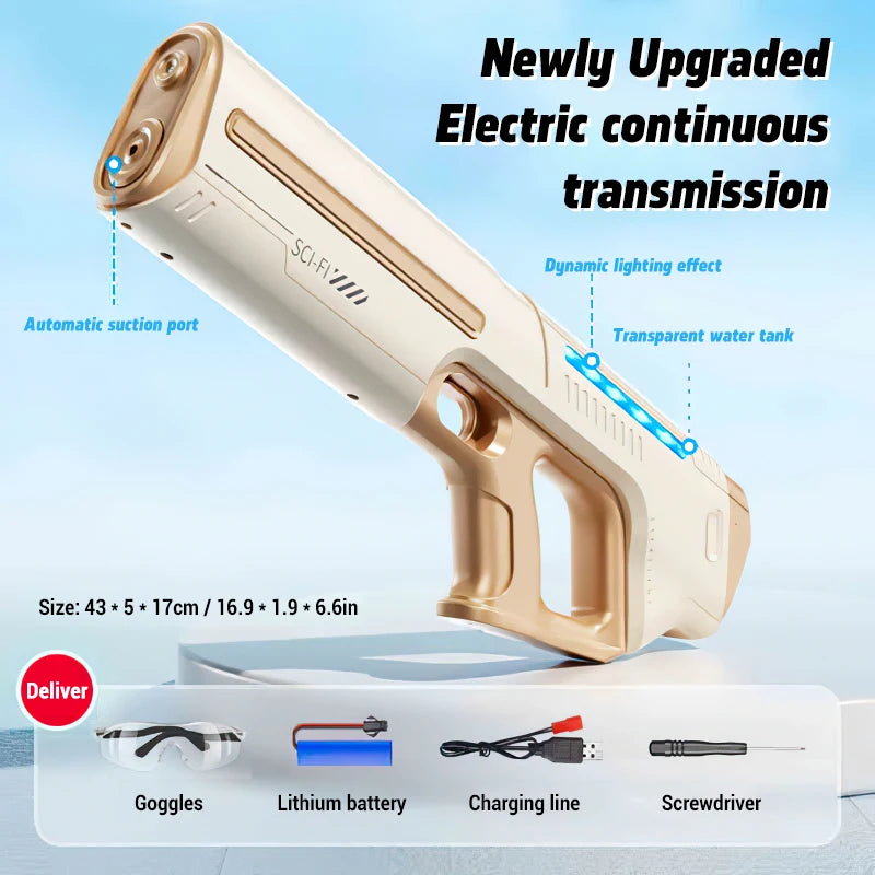Automatic Electric Water Gun Large Capacity Water-Absorbing Toy for Kids Summer Outdoor Water Battle Gift