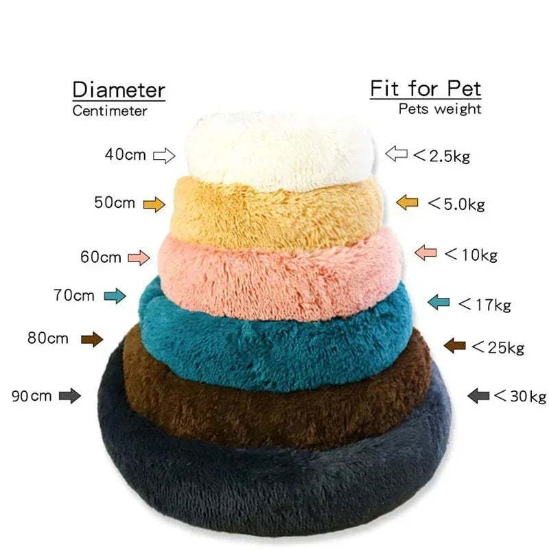 Calming Plush Pet Bed for Dogs & Cats - Corduroy Fleece Bolster, Non-Slip Waterproof Bottom, Multiple Sizes (15.7–35.4 in / 40–90 cm)