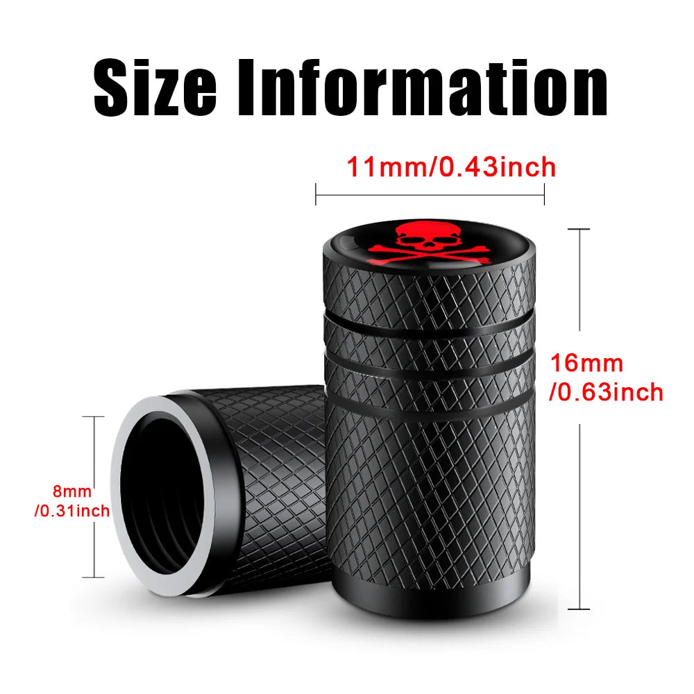 4-Pack Aluminum Tire Valve Stem Caps — Universal Dustproof Air Valve Caps for Car, Bike & Motorcycle