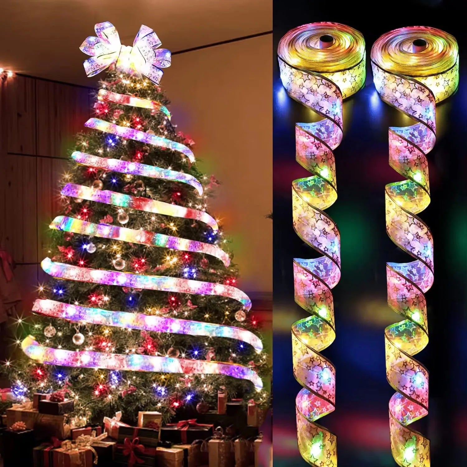 Christmas Ribbon Fairy String Lights – LED Ribbon Holiday Lights for Home & Party (1m–10m)