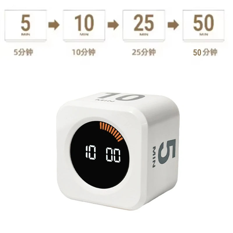 Gravity Cube Productivity Timer – 4-Preset LED Countdown for Kids, Study & Kitchen